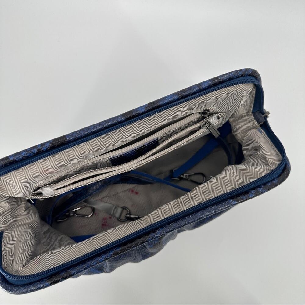 Clemente Vintage Blue Snake Leather Clutch - Picture 5 of 7